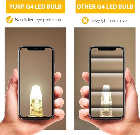 YUIIP No Flicker Led G4 Bulb Bi-Pin Base 2700K لمبة إضاءة بيضاء دافئة، استبدال هالوجين مقاوم للغبار 12 فولت 10 وات (الجيل الثاني من مصباح التيار المتردد/تيار مستمر) للمناظر الطبيعية RV 10 عبوات in Saudi Arabia