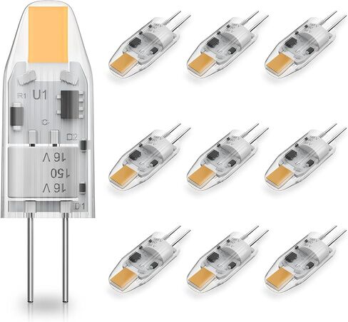 YUIIP No Flicker Led G4 Bulb Bi-Pin Base 2700K لمبة إضاءة بيضاء دافئة، استبدال هالوجين مقاوم للغبار 12 فولت 10 وات (الجيل الثاني من مصباح التيار المتردد/تيار مستمر) للمناظر الطبيعية RV 10 عبوات in Saudi Arabia