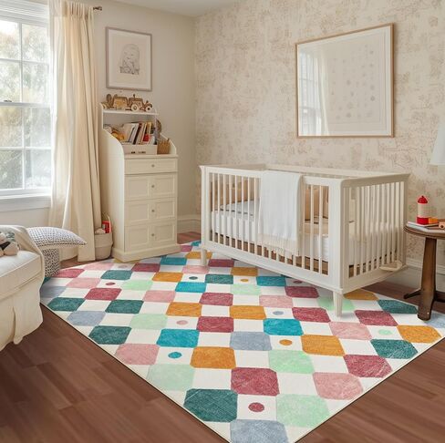 jinchan Area Rug 5x7 Kids Rugs Washable Rug Colorful Trellis Rug Indoor Floor Cover Non Slip Modern Rug Living Room Rug Diamond Carpet Soft Rug for Nursery room Bedroom Dining Room Kitchen Confetti in Kuwait