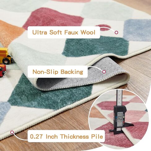 jinchan Area Rug 5x7 Kids Rugs Washable Rug Colorful Trellis Rug Indoor Floor Cover Non Slip Modern Rug Living Room Rug Diamond Carpet Soft Rug for Nursery room Bedroom Dining Room Kitchen Confetti in Kuwait