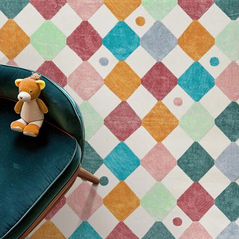 jinchan Area Rug 5x7 Kids Rugs Washable Rug Colorful Trellis Rug Indoor Floor Cover Non Slip Modern Rug Living Room Rug Diamond Carpet Soft Rug for Nursery room Bedroom Dining Room Kitchen Confetti in Kuwait
