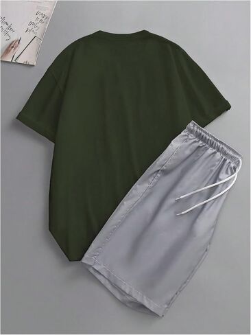 GORGLITTER Men's Drippy Clothes Slogan Graphic Short Sleeve T Shirt and Shorts Outfits in Saudi Arabia