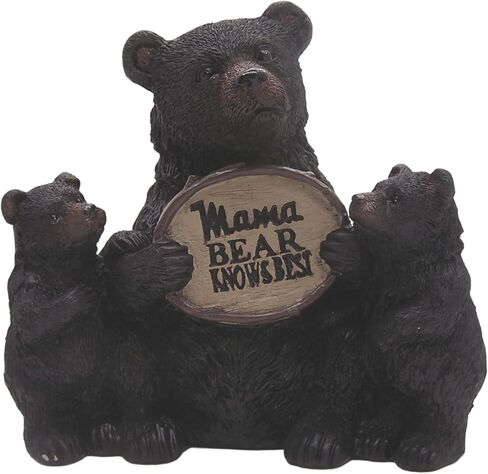 Mama Bear Knows Best with Cubs Figurine, Freestanding Tabletop Decoration, Rustic Cabin Décor, 8.25 Inches in Saudi Arabia
