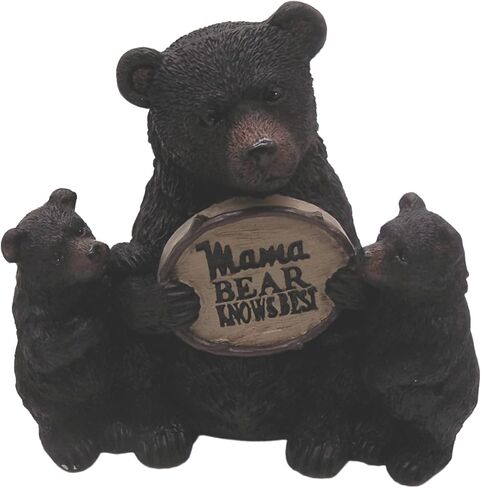 Mama Bear Knows Best with Cubs Figurine, Freestanding Tabletop Decoration, Rustic Cabin Décor, 8.25 Inches in Saudi Arabia