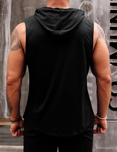 LecGee Men's Athletic Sleeveless Hoodie Workout Hooded Tank Top Bodybuilding Muscle Cut Off T-Shirt in Saudi Arabia
