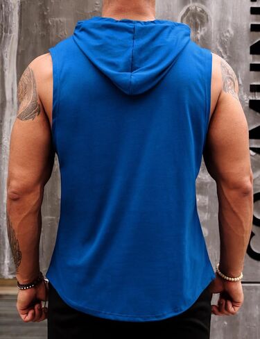 LecGee Men's Athletic Sleeveless Hoodie Workout Hooded Tank Top Bodybuilding Muscle Cut Off T-Shirt in Saudi Arabia