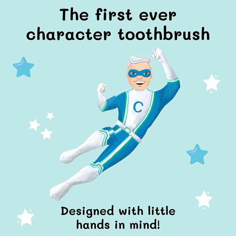 Toothbrush Toys Kids Toothbrush 2-10 Year Old - Captain Cavity Superhero for Kids | Soft Bristles - Gentle on Gums | Large Handle – Easy Grip for Small Hands | Bonus Replaceable Brush Head in Saudi Arabia