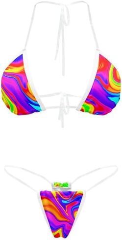 Women's Two Piece Swimsuit Vivid Tiger Print Sexy Brazilian Bikini Set Stripes V Neck Side Tie Knotted Bathing Suit in Saudi Arabia