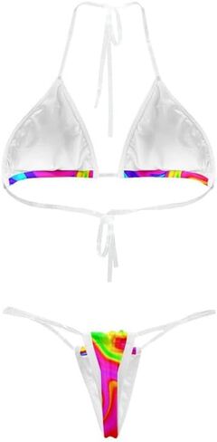 Women's Two Piece Swimsuit Vivid Tiger Print Sexy Brazilian Bikini Set Stripes V Neck Side Tie Knotted Bathing Suit in Saudi Arabia