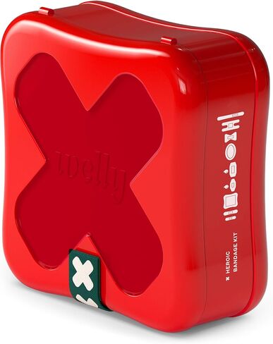 ضمادات ويلي | المجموعة البطولية - شارات الشجاعة | نسيج مرن لاصق، مقاوم للماء، وغروانية مائية | أشكال وأنماط متنوعة للجروح البسيطة والخدوش والجروح | صندوق الإسعافات الأولية - 150 قطعة in Kuwait