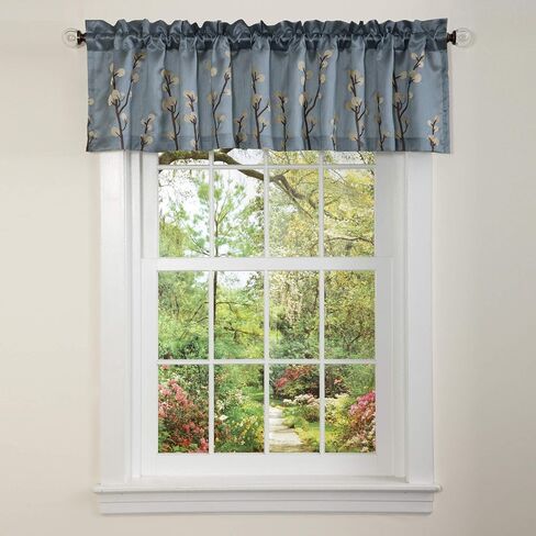 Lush Decor 18-Inch by 84-Inch Cocoa Flower Valance, Blue in Saudi Arabia