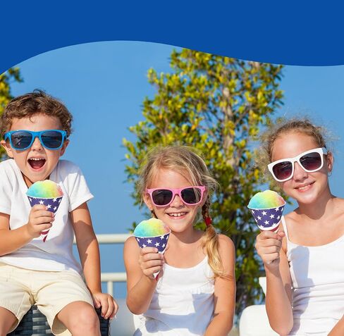 Gift Boutique 100 Count Patriotic Snow, American Flag Disposable Paper Cones Cup Slush Shaved Ice Cream Sorbet Water USA Flags Design For Frozen Treats Independence Day July 4th Party Supplies Décor in Saudi Arabia