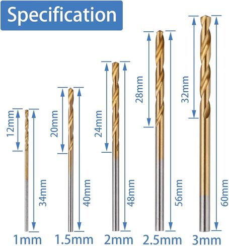 مجموعة لقم الثقب الصغيرة من Wolfride مقاس 1 مم 1.5 مم 2 مم 2.5 مم 3 مم لقم الثقب الصغيرة للخشب والبلاستيك وسبائك الألومنيوم (50 قطعة) in Kuwait