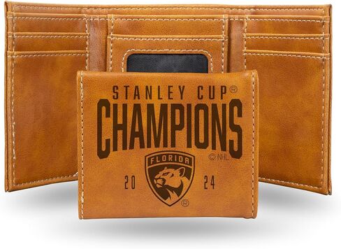 محفظة ثلاثية الطي من ريكو إندستريز NHL Hockey Florida Panthers 2024 Stanley Cup Champions محفورة بالليزر - إكسسوار للرجال in Saudi Arabia
