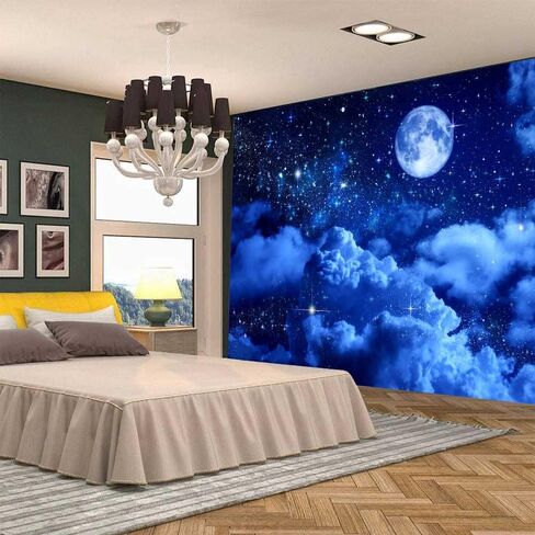 Aidatain Moon Tapestry Blue Sky Night Cloud Crescent Tapestry a Large 80" 60" Flannel Fabric Moonlight Themed Wall Art Hanging Aesthetic for Room Bedroom College Dorm GTZYAT143 in Kuwait