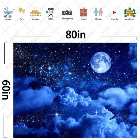 Aidatain Moon Tapestry Blue Sky Night Cloud Crescent Tapestry a Large 80" 60" Flannel Fabric Moonlight Themed Wall Art Hanging Aesthetic for Room Bedroom College Dorm GTZYAT143 in Kuwait
