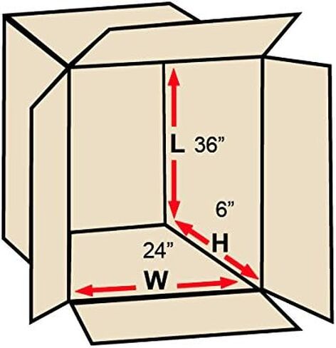 PARTNERS BRAND 36x24x6 Flat Corrugated Boxes, Flat, 36L x 24W x 6H, Pack of 10 | Shipping, Packaging, Moving, Storage Box for Home or Business, Strong Wholesale Bulk Boxes in Saudi Arabia