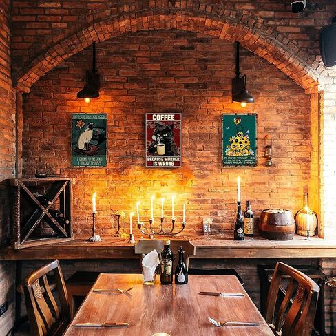 Funny Retro Decor Of Cat Coffee Wall Decor Because Murder Is Wrong Vintage Wall Decor for Coffee And Bar Wall Art Decor Art Poster 8X12 Inch in Kuwait
