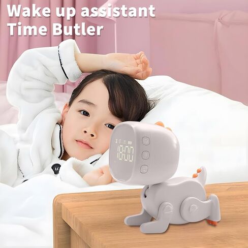 Kids Dinosaur Alarm Clock for Boys and Girls Bedroom, LED Cute Bedside Clock with Digital Display, Children's Sleep Trainer, Ok to Wake Light and Night Light, for Kids(Green) in Saudi Arabia