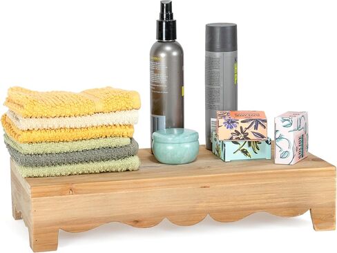 شركة ريد مجموعة مكونة من 2 حامل خشبي ريفي قابل للتكديس مقاس 15.75 بوصة إلى 12.75 بوصة، بني طبيعي in Kuwait