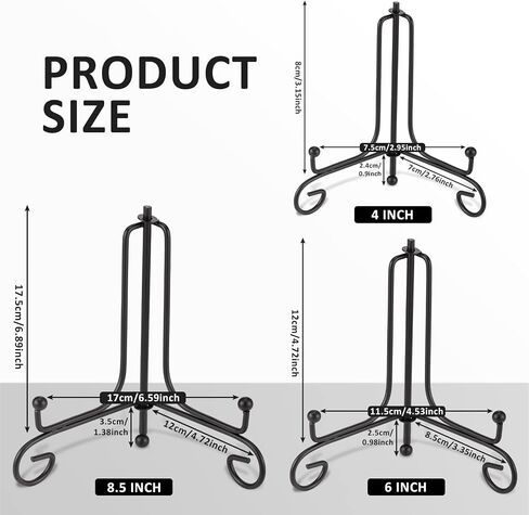 10 Pack Iron Plate Stands for Display, Plate Holder Display Stand, Easel Stands for Photo, Picture Frame, Decorative Plate, Dish, Book and Tabletop Art (Black, 6 Inch) in Saudi Arabia