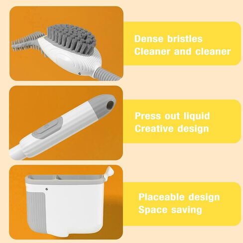 مجموعة فرشاة المرحاض وحامل، فرشاة تنظيف وعاء المرحاض وموزع الصابون، مظهر لطيف، قطعتين بتصميم فريد من نوعه، فرشاة تنظيف الحمام المريحة، حامل قائم على الأرض ومثبت على الحائط in Kuwait