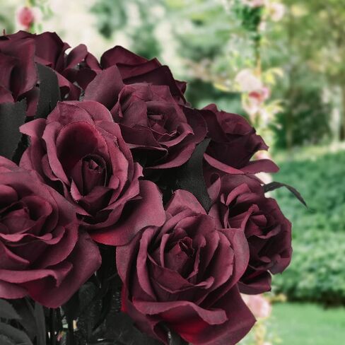 Artflower 10 حزمة الحرير الاصطناعي باقة الداليا مع الجذعية الطويلة، 16 "النبيذ الأحمر وهمية زهرة الزهور ترتيبات الزفاف باقة الزفاف لعيد الهالوين مهرجان الحصاد الجدول المركزية ديكور المنزل in Saudi Arabia