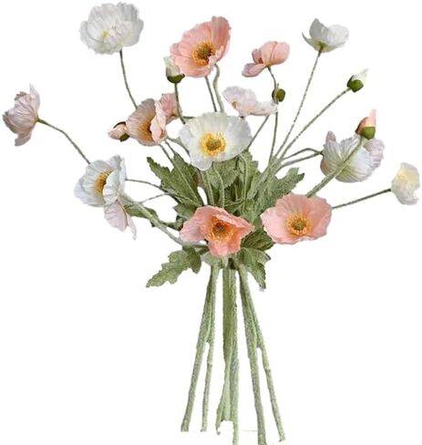 6pcs Artificial Poppy Flowers Silk Fake Poppy Flowers with Stems Faux Spring Flowers Real Touch Flowers for Home Table Centerpieces Floral Arrangement Wedding Bouquet Mixed Decoration in Saudi Arabia