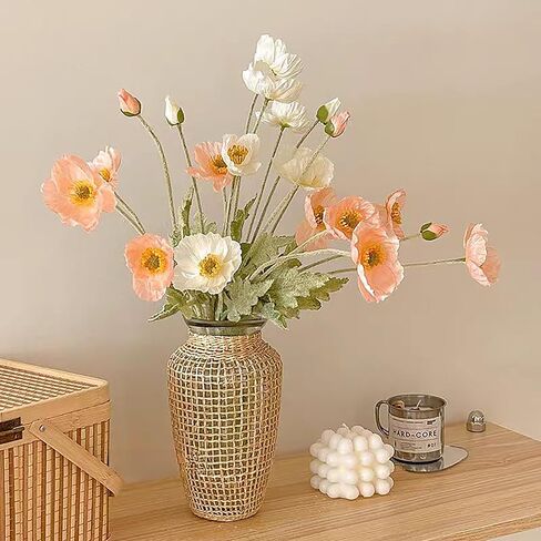 6pcs Artificial Poppy Flowers Silk Fake Poppy Flowers with Stems Faux Spring Flowers Real Touch Flowers for Home Table Centerpieces Floral Arrangement Wedding Bouquet Mixed Decoration in Saudi Arabia