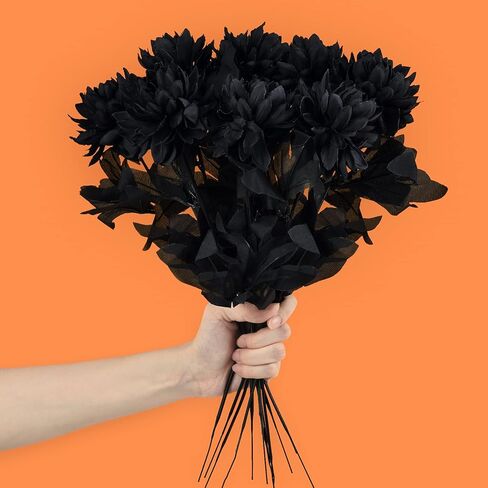 Artflower 10 حزمة الحرير الاصطناعي باقة الداليا مع الجذعية الطويلة، 16 "النبيذ الأحمر وهمية زهرة الزهور ترتيبات الزفاف باقة الزفاف لعيد الهالوين مهرجان الحصاد الجدول المركزية ديكور المنزل in Kuwait