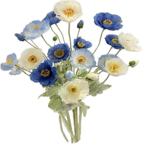 6pcs Artificial Poppy Flowers Silk Fake Poppy Flowers with Stems Faux Spring Flowers Real Touch Flowers for Home Table Centerpieces Floral Arrangement Wedding Bouquet Mixed Decoration in Saudi Arabia
