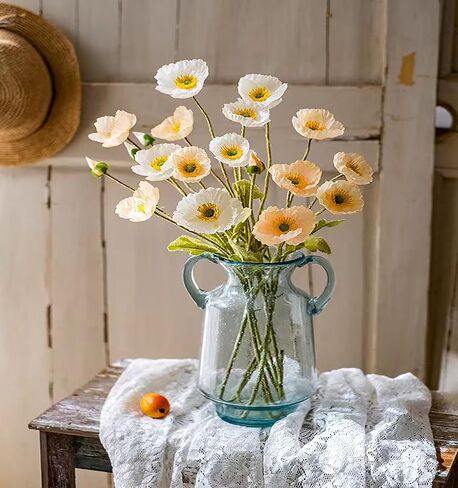 6pcs Artificial Poppy Flowers Silk Fake Poppy Flowers with Stems Faux Spring Flowers Real Touch Flowers for Home Table Centerpieces Floral Arrangement Wedding Bouquet Mixed Decoration in Saudi Arabia