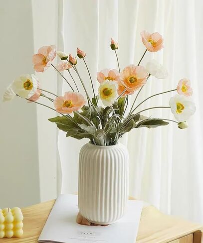 6pcs Artificial Poppy Flowers Silk Fake Poppy Flowers with Stems Faux Spring Flowers Real Touch Flowers for Home Table Centerpieces Floral Arrangement Wedding Bouquet Mixed Decoration in Saudi Arabia