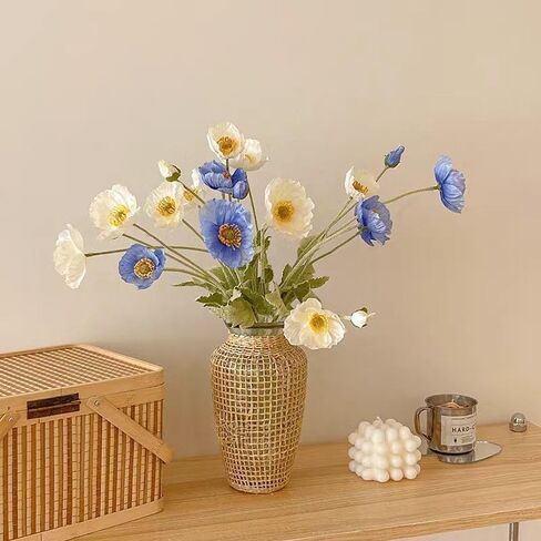 6pcs Artificial Poppy Flowers Silk Fake Poppy Flowers with Stems Faux Spring Flowers Real Touch Flowers for Home Table Centerpieces Floral Arrangement Wedding Bouquet Mixed Decoration in Saudi Arabia