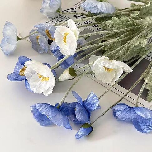 6pcs Artificial Poppy Flowers Silk Fake Poppy Flowers with Stems Faux Spring Flowers Real Touch Flowers for Home Table Centerpieces Floral Arrangement Wedding Bouquet Mixed Decoration in Saudi Arabia