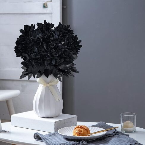 Artflower 10 حزمة الحرير الاصطناعي باقة الداليا مع الجذعية الطويلة، 16 "النبيذ الأحمر وهمية زهرة الزهور ترتيبات الزفاف باقة الزفاف لعيد الهالوين مهرجان الحصاد الجدول المركزية ديكور المنزل in Kuwait