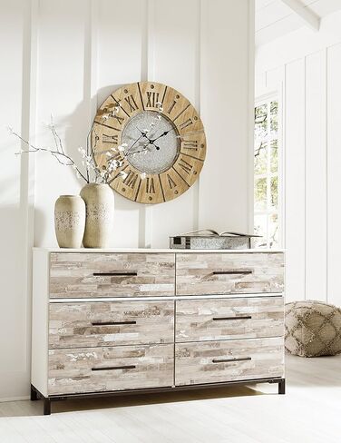 Signature Design by Ashley Payson Farmhouse Wall Clock, 30 x 30 Inches, Natural Wood Finish in Kuwait