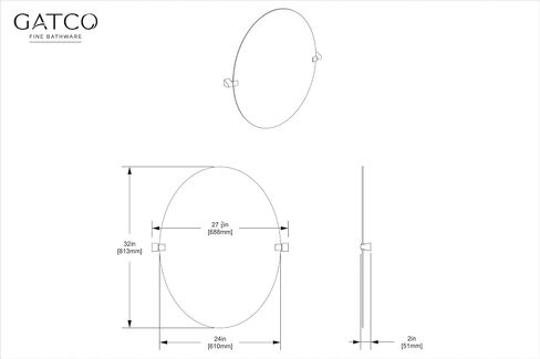 Gatco 5659LG A-Line Frameless Oval Mirror, 32 Inch, Chrome in Saudi Arabia