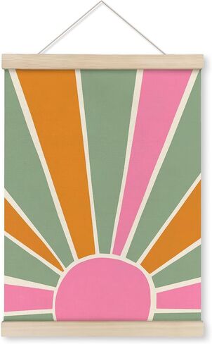 HRQKO Boho Sunshine Poster Hanger Frame, Boho Nursery Decor, Colorful Sun Wall Art With Wooden Frames, Bohemian Sun Rainbow Wall Hanging Banner Decor for Nursery Baby Girl Girls Room, 12x16 Inch in Saudi Arabia