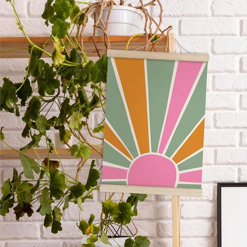 HRQKO Boho Sunshine Poster Hanger Frame, Boho Nursery Decor, Colorful Sun Wall Art With Wooden Frames, Bohemian Sun Rainbow Wall Hanging Banner Decor for Nursery Baby Girl Girls Room, 12x16 Inch in Saudi Arabia