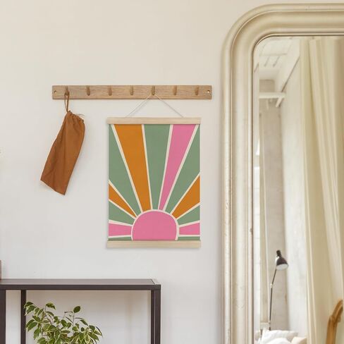HRQKO Boho Sunshine Poster Hanger Frame, Boho Nursery Decor, Colorful Sun Wall Art With Wooden Frames, Bohemian Sun Rainbow Wall Hanging Banner Decor for Nursery Baby Girl Girls Room, 12x16 Inch in Saudi Arabia
