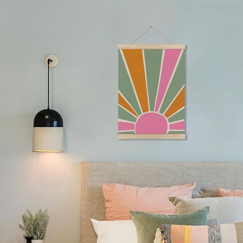 HRQKO Boho Sunshine Poster Hanger Frame, Boho Nursery Decor, Colorful Sun Wall Art With Wooden Frames, Bohemian Sun Rainbow Wall Hanging Banner Decor for Nursery Baby Girl Girls Room, 12x16 Inch in Saudi Arabia