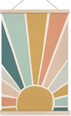 HRQKO Boho Sunshine Poster Hanger Frame, Boho Nursery Decor, Colorful Sun Wall Art With Wooden Frames, Bohemian Sun Rainbow Wall Hanging Banner Decor for Nursery Baby Girl Girls Room, 12x16 Inch in Saudi Arabia