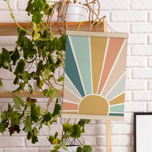 HRQKO Boho Sunshine Poster Hanger Frame, Boho Nursery Decor, Colorful Sun Wall Art With Wooden Frames, Bohemian Sun Rainbow Wall Hanging Banner Decor for Nursery Baby Girl Girls Room, 12x16 Inch in Saudi Arabia