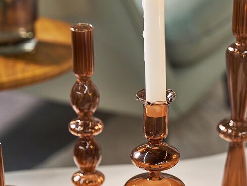 Green Tall Candle Holders, Glass Candle Holders Cute Whimsical for Table Centerpiece, Retro Taper Candle Holder Set (3 pcs, Green) in Saudi Arabia