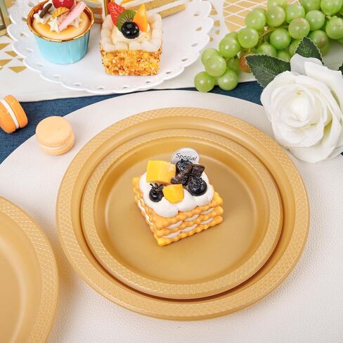 WELLIFE 120Pcs Black Plastic Plates - Black Plates Disposable for Party, Include 60PCS 9inch Black Dinner Plates and 60PCS 7inch Black Dessert/Salad Plates, Black Party Supplies & Plastic Party Plates in Kuwait