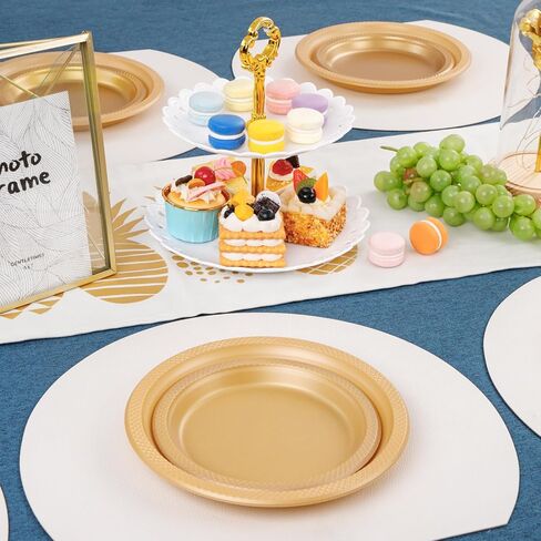 WELLIFE 120Pcs Black Plastic Plates - Black Plates Disposable for Party, Include 60PCS 9inch Black Dinner Plates and 60PCS 7inch Black Dessert/Salad Plates, Black Party Supplies & Plastic Party Plates in Kuwait