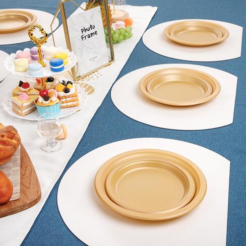 WELLIFE 120Pcs Black Plastic Plates - Black Plates Disposable for Party, Include 60PCS 9inch Black Dinner Plates and 60PCS 7inch Black Dessert/Salad Plates, Black Party Supplies & Plastic Party Plates in Kuwait