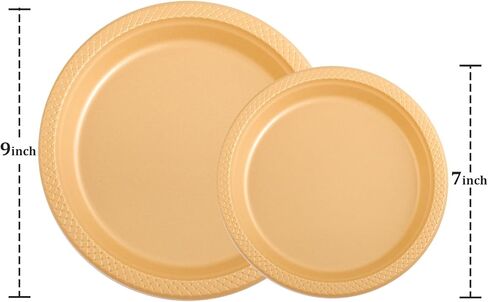 WELLIFE 120Pcs Black Plastic Plates - Black Plates Disposable for Party, Include 60PCS 9inch Black Dinner Plates and 60PCS 7inch Black Dessert/Salad Plates, Black Party Supplies & Plastic Party Plates in Kuwait