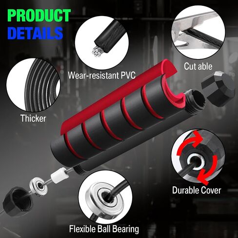 24 قطعة من حبال القفز للياقة البدنية مع محامل كروية، حبل القفز السريع، حبل القفز قابل للتعديل مع مقابض إسفنجية، حبل القفز للتمرين للرجال والنساء والأطفال وتدريبات القلب in Saudi Arabia
